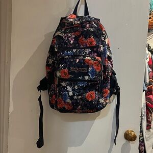 Jansport Women's Backpack - Black with Red Floral Design